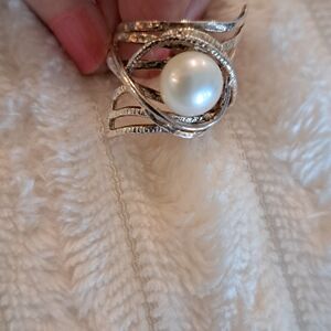 Elegant 925 Silver Pearl Ring